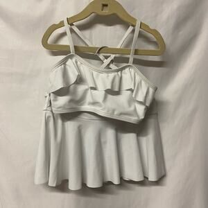 3 Piece Swimsuit Bikini Top Bottom Skirt Size 150 White Ruffles